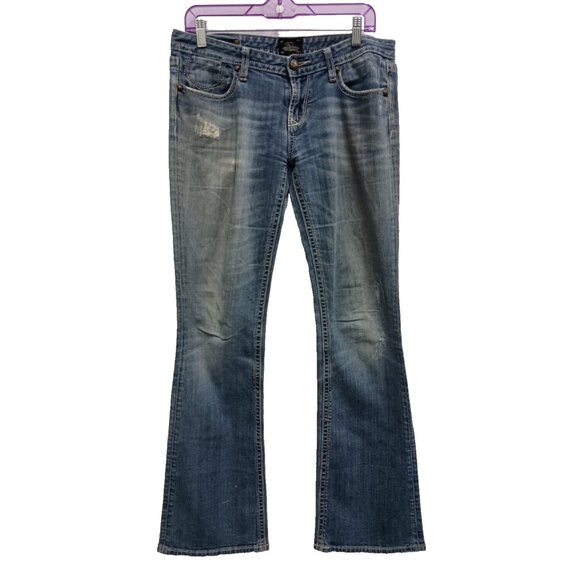 VTG Y2K Rerock For Express Womens Bootcut Jeans Size 8L Blue Faded Streetwear - Picture 1 of 12